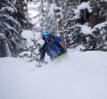 Freeride skier skiing in deep powder snow Royalty Free Stock Photo