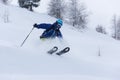 Freeride skier skiing in deep powder snow Royalty Free Stock Photo