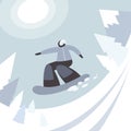 Freeride snowboarder in motion. Winter Sport activity. Flat style character illustration. - Vector