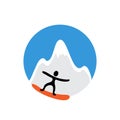 Freeride, snowboarder and snowy mountain , vector