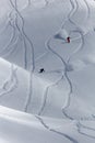 Freeride, tracks on a slope