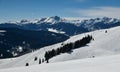 Freeriding zone at off-piste ski slope Royalty Free Stock Photo