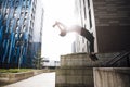 Freerunner doing a Backflip in the City Royalty Free Stock Photo