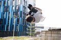 Freerunner Doing Flips in the City Royalty Free Stock Photo
