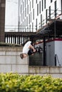 Freerunner Doing Flips in the City Royalty Free Stock Photo