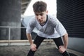Freerunner Stretching on a Rooftop Royalty Free Stock Photo
