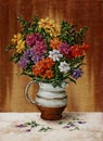 Freesia in a milk jug