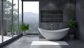 freestanding bath in bathroom