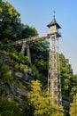 Freestanding elevator from the 19th century that takes tourists to the mountains of the Elbe Sandstone Mountains in Bad Schandau,