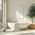 Freestanding tub in modern bathroom