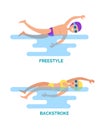 Freestyle Backstroke Swimmers Vector Illustration Royalty Free Stock Photo