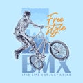 freestyle jump riding a bmx bike, vector illustration Royalty Free Stock Photo