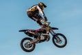 Freestyle motocross - high jump Royalty Free Stock Photo