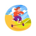 Freestyle scootering isolated cartoon vector illustration.