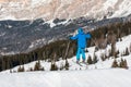 Freestyle ski jump in mountain snow park