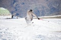 Freestyle ski jumper with crossed skis Royalty Free Stock Photo