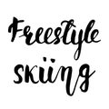 Freestyle skiing black lettering text