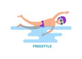 Freestyle Swimmer Poster Text Vector Illustration