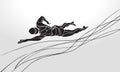 Freestyle Swimmer Silhouette. Sport swimming Royalty Free Stock Photo