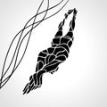 Freestyle Swimmer Silhouette. Sport swimming