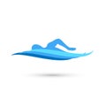 Freestyle Swimmer Silhouette with Water Pool Waves Royalty Free Stock Photo