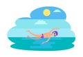 Freestyle Swimming Person Vector Illustration