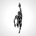 Freestyle Woman Swimmer Silhouette. Crawl. Sport swimming vector