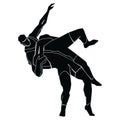 Freestyle wrestling. Vector silhouettes of athletes