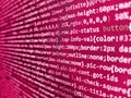 Freeware open source project. Vignette light and dark shadow dramatic effect. Programming source code abstract screen of software Royalty Free Stock Photo