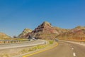 Freeway through colorful rainbow Aladaglar mountains in Eastern Azerbaijan, Ir