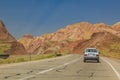 Freeway through colorful rainbow Aladaglar mountains in Eastern Azerbaijan, Ir