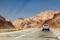 Freeway through colorful rainbow Aladaglar mountains in Eastern Azerbaijan, Ir