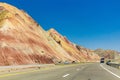 Freeway through colorful rainbow Aladaglar mountains in Eastern Azerbaijan province, Ir