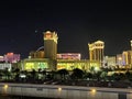 Las Vegas, strip , From the freeway, night view of the hotels on the Strip. Lots of color, light