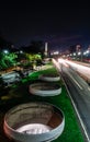 Freeway in Sao Paulo city at night, long exposure, light trails Royalty Free Stock Photo