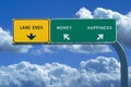 Freeway sign Money/Happiness