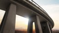 Freeway span view from low angle. 3D illustration