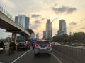 Freeway sunset driving Car motorcycle