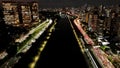 Freeway Traffic At City Night In Sao Paulo Brazil. Royalty Free Stock Photo