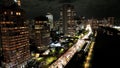 Freeway Traffic At City Night In Sao Paulo Brazil. Royalty Free Stock Photo