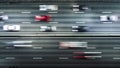 Freeway Traffic Jam City Rush Hour. Aerial Night View Time Lapse City Traffic. Heavy Traffic Jam. UHD 4K