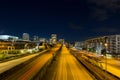 Freeway Traffic Light Trails in Downtown Tacoma WA