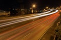 Freeway Traffic Light Trails at Night in Oregon Royalty Free Stock Photo