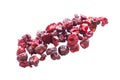 Freeze dried cherry on a white background.