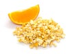 Freeze dried and fresh orange on a white background. Royalty Free Stock Photo