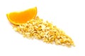 Freeze dried and fresh orange on a white background. Royalty Free Stock Photo