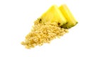 Freeze dried and fresh pineapple ananas on a white background. Royalty Free Stock Photo