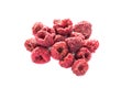 Freeze dried raspberries on a white background. Royalty Free Stock Photo