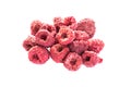 Freeze dried raspberries on a white background. Royalty Free Stock Photo