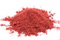 Freeze dried strawberries on a white background, powder Royalty Free Stock Photo